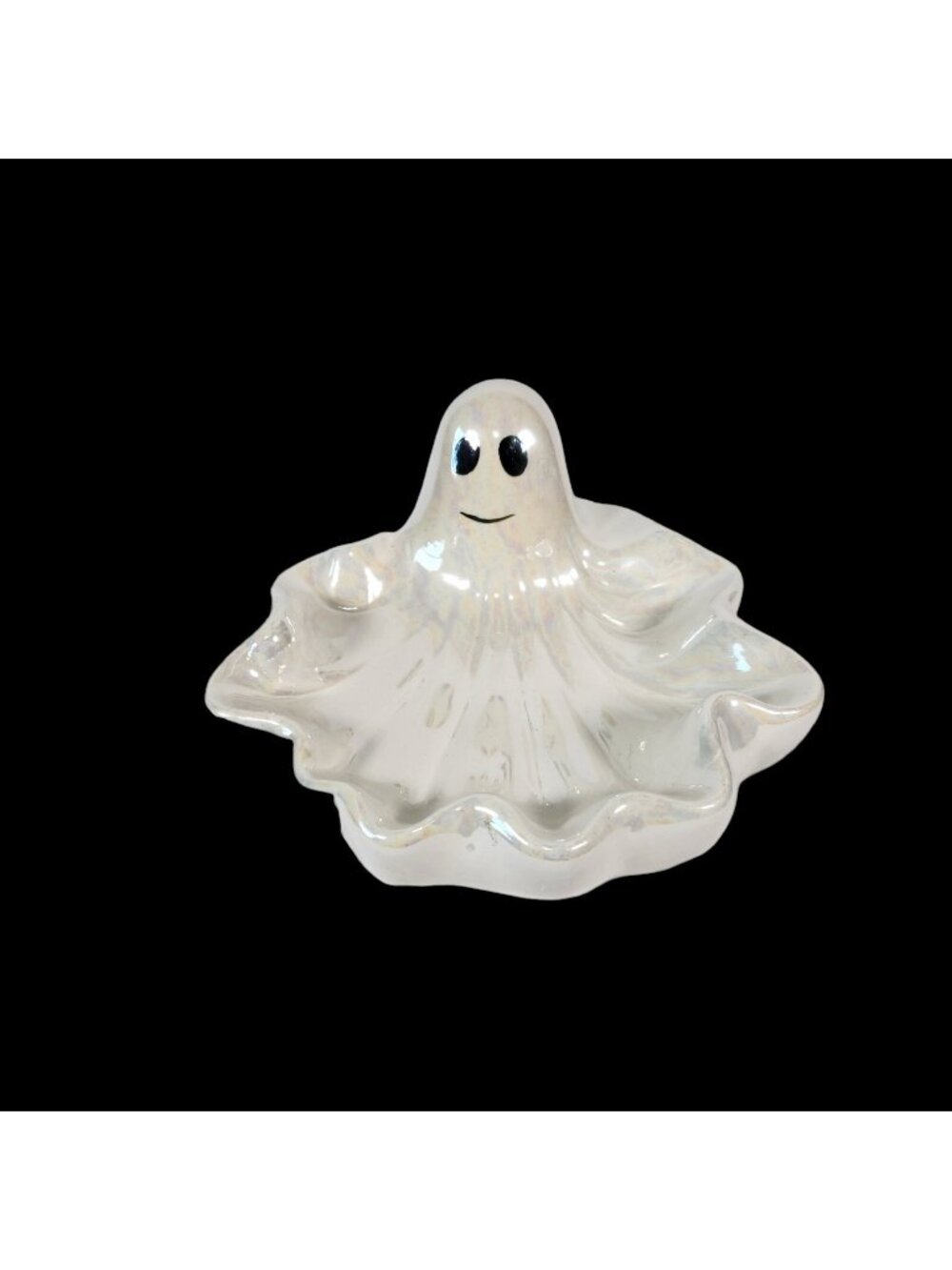 Iridescent WCL Ghost Halloween Candy Dish Vintage Lusterware Ceramic Bowl 8"x 8"